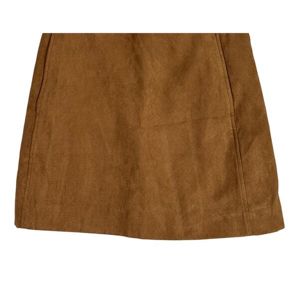 J. Crew Faux Suede Mini Skirt Lined Pockets 00 Walnut Tan Style BC892 #3291 - Picture 3 of 14